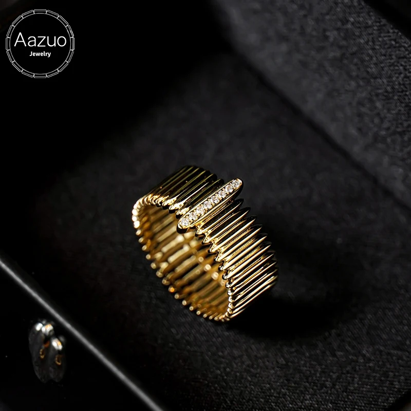 

Aazuo Luxury Jewelry 18K Yellow Gold Vintage Style Big Lines Ring with Natural Diamond for Girls & Women for Senior Banquet Part