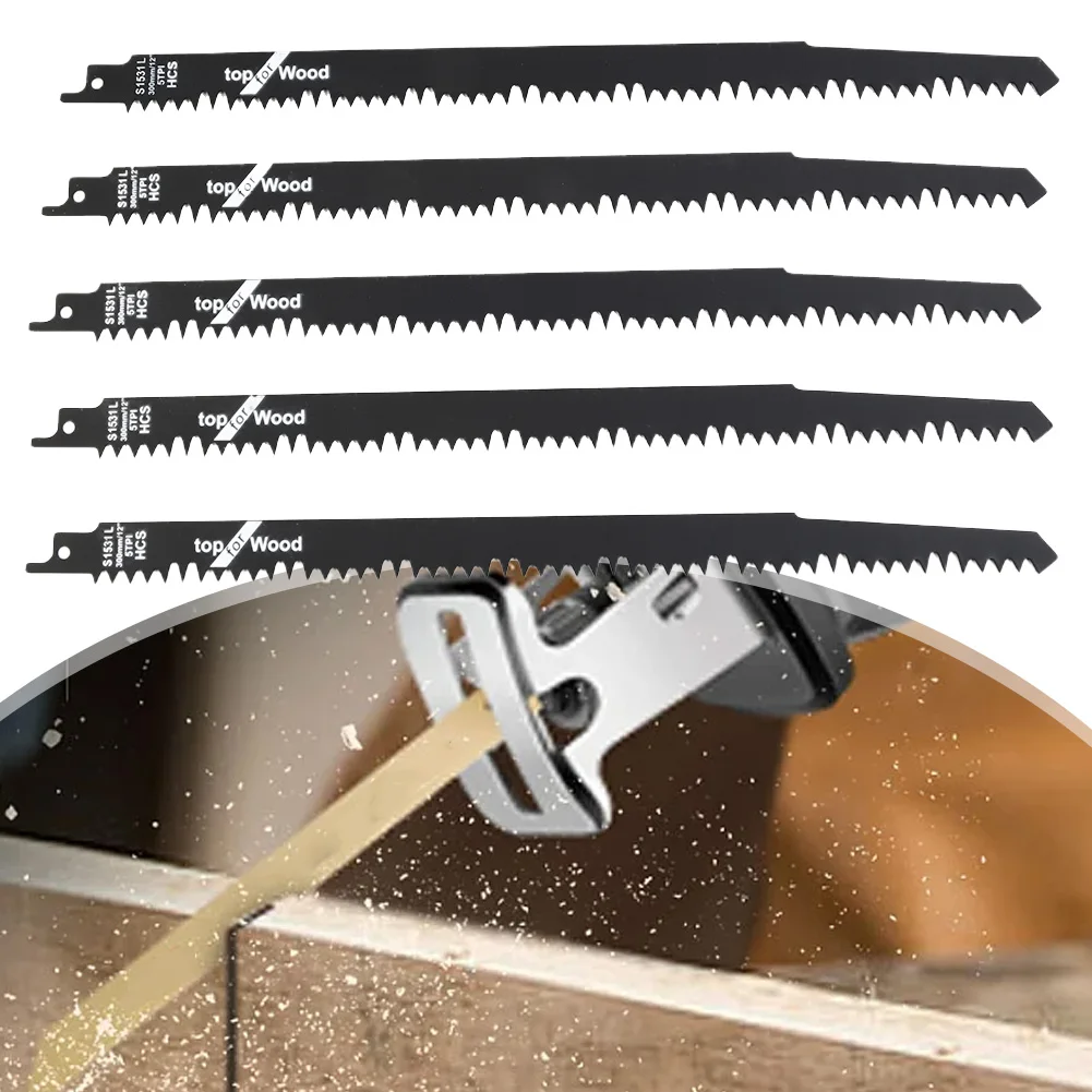 12in S1531 BI-Metal Reciprocating Saw Blades Electric Wood Pruning Cutting Ground Teeth Saw Blades 12inch Length Tool