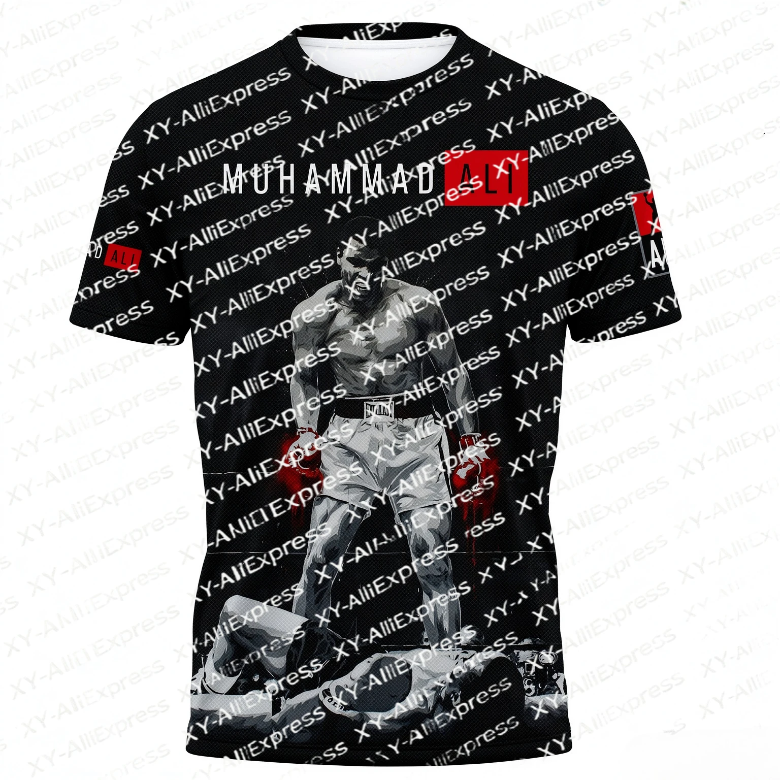Men Performance Short Sleeve Tee, Quick Dry & Breathable. Powerful Boxing Motif, Striking Visual Detail for Combat Club Meetups