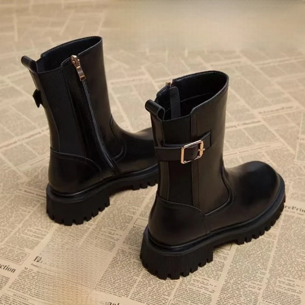 مصمم أحذية نسائية موضة عدم الانزلاق حذاء من الجلد أحذية الخريف للنساء بلون جديد حار بيع أحذية بوت قصيرة بوتاس موهير #5