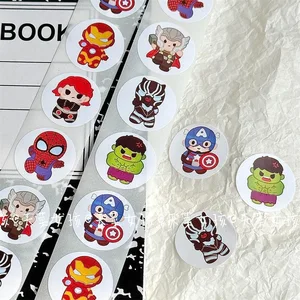 Nhãn dán Avengers Roll cho trẻ em, Liên minh Thông tư, Hulk, Thép, Người sắt, Quà tặng Kawaii, Dấu trang trí, MV, 500pcs, Mới Bán hàng kim loại chính chính - 2
