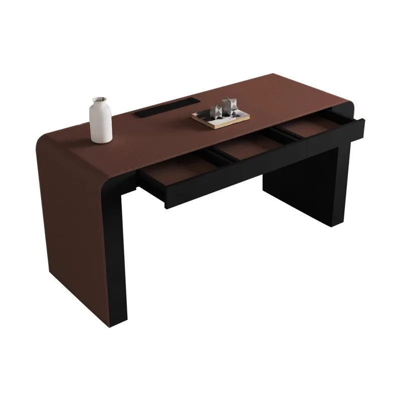 

Y Italian minimalist desk, home study, office desk, light luxury, modern luxury, saddle leather writing desk, computer desk