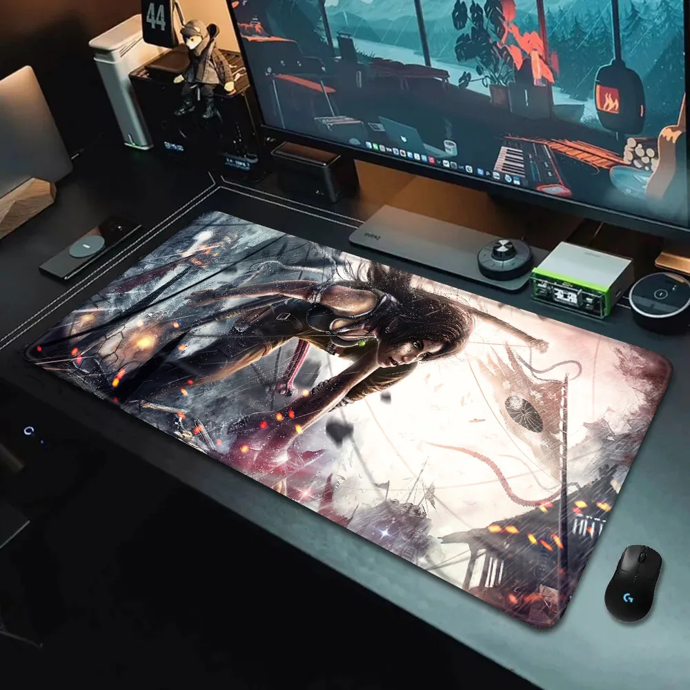 T-Tomb R-Raider Mousepad HD Printing Computer Gamers Locking Edge Non-slip Mouse Pad XXL90x40cm Keyboard PC Desk Pad