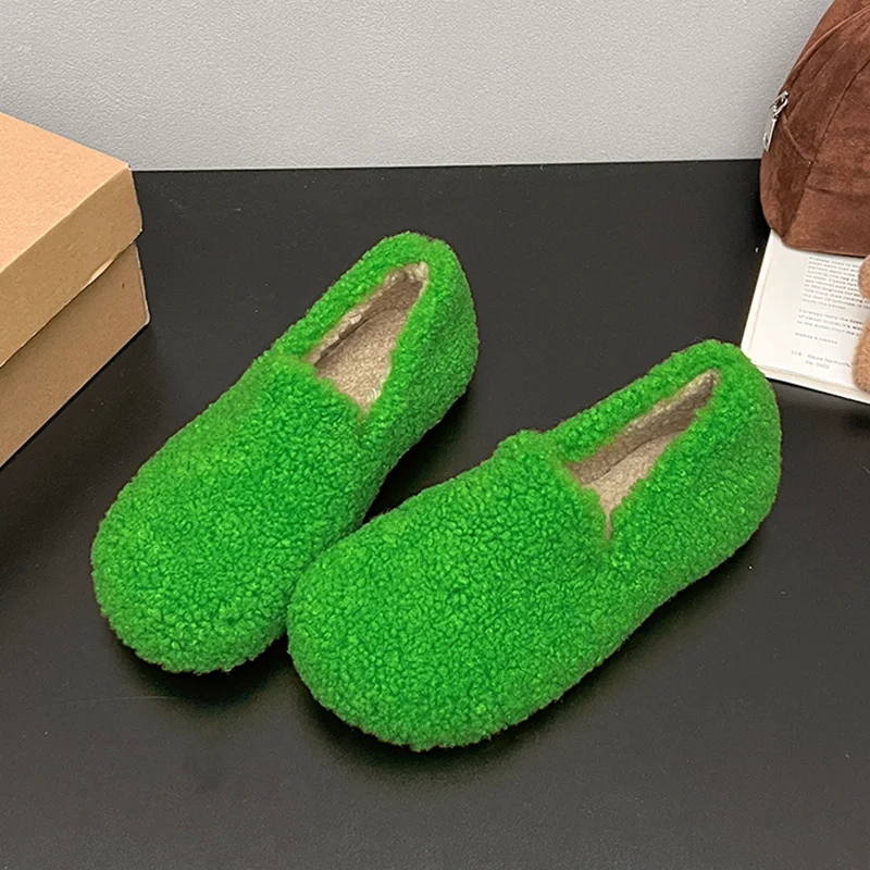 

Furry Women's Cotton Shoes Flats Short Plush Snow Boots 2025 Winter Casual Sport Loafers Shoes New Comfort Warm Mujer Zapatos
