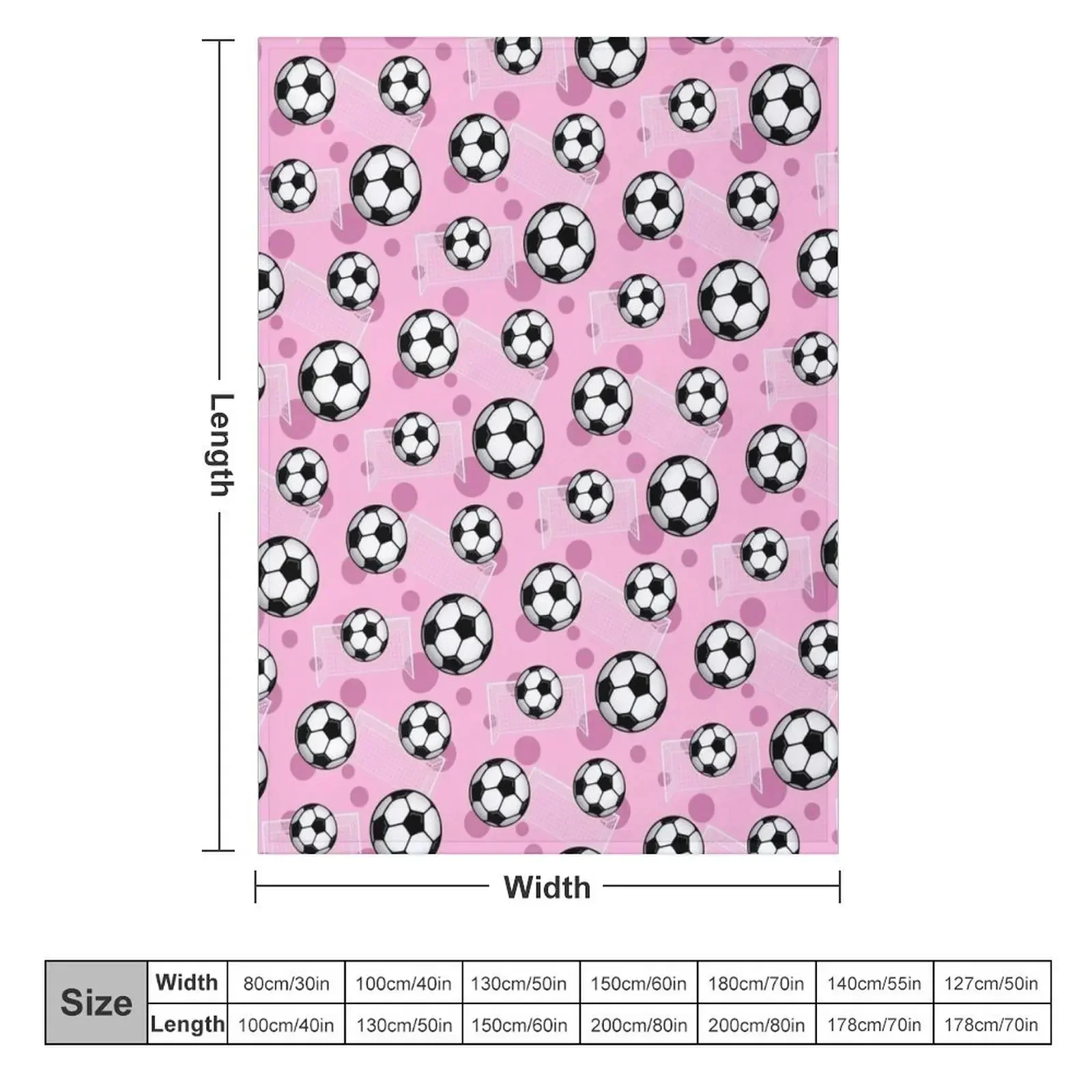 Soccer Ball and Goal Pink Pattern - Pink Soccer Throw Blanket Flannel Fabric Bed Blankets