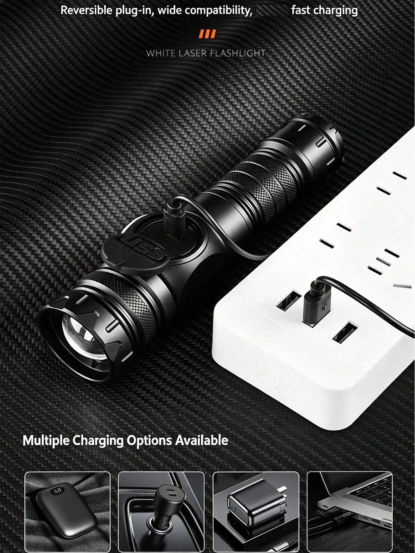 1pc Rechargeable LED Tactical Flashlight,High Power Portable Torch Digital Power Display,COB Side Light Magnetic Camping, Hiking