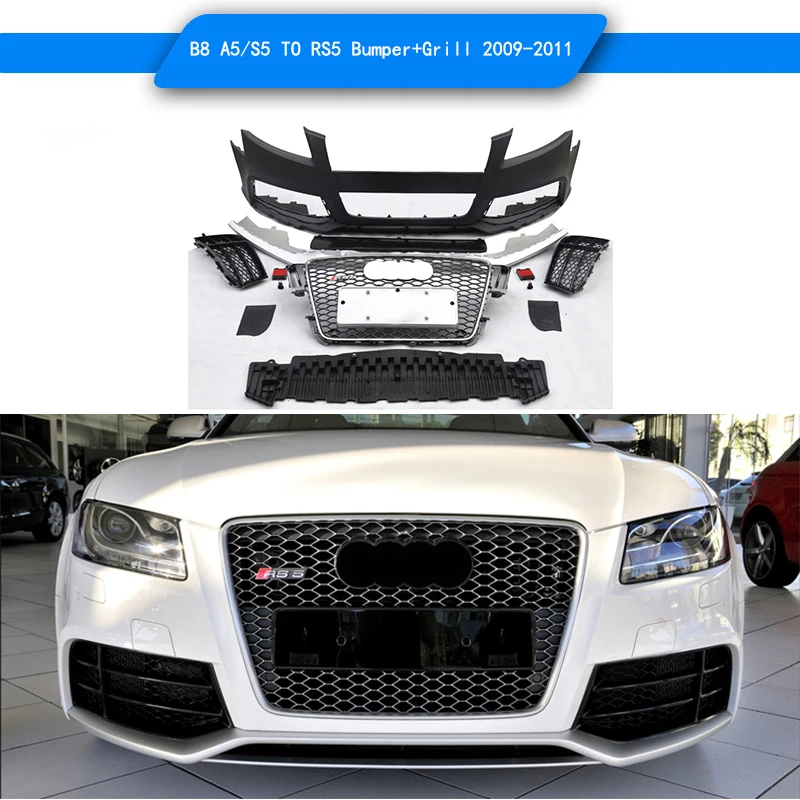 B8 A5 S5 TO RS5 car Bodykit Fit for Audi A5 S5 B8 2009-2011 replacement TO RS5 style front bumper and grill RS Bodykit