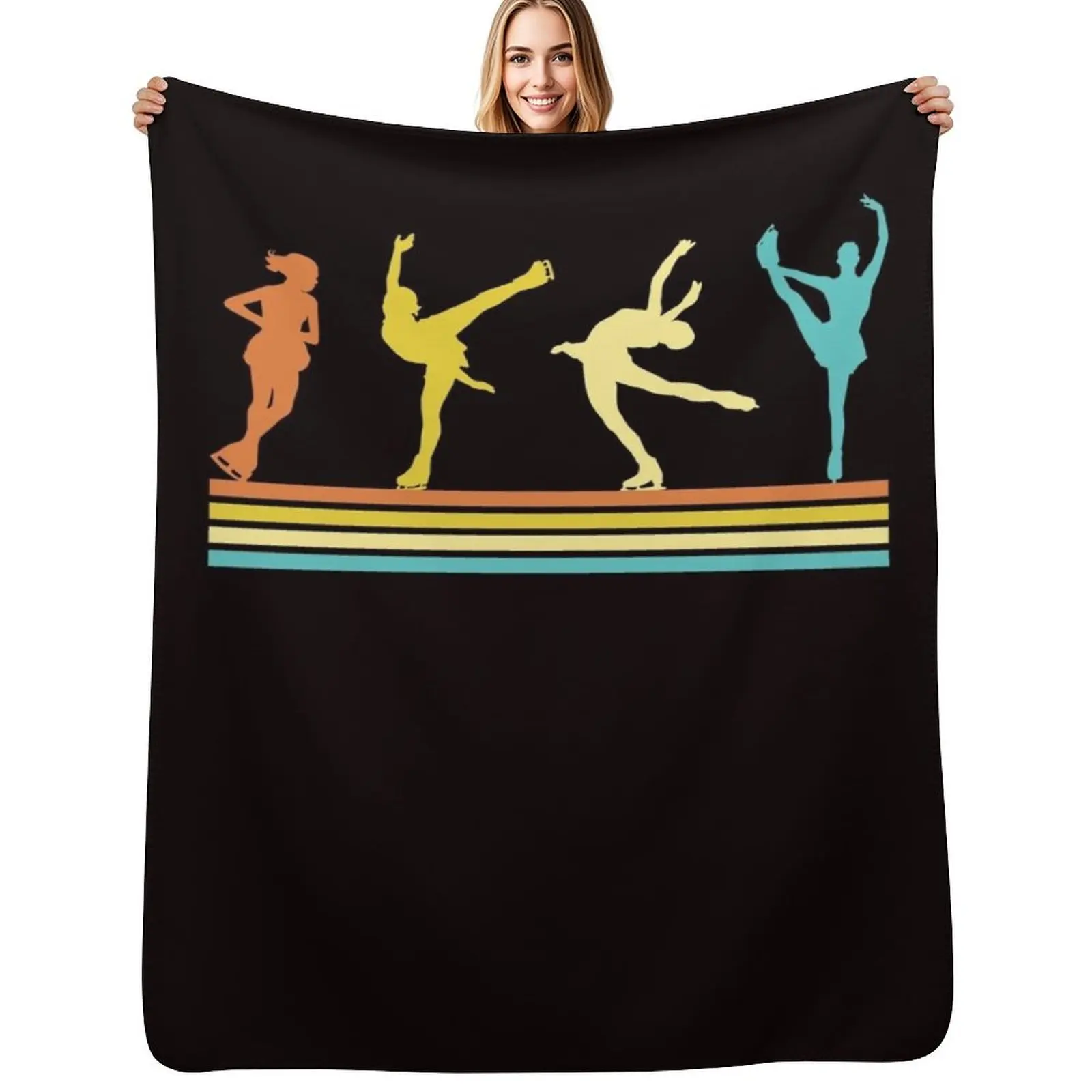 Retro Ice Skater Vintage Figure Skating Girls Winter Sports Throw Blanket For Baby bed plaid Comforter Blankets