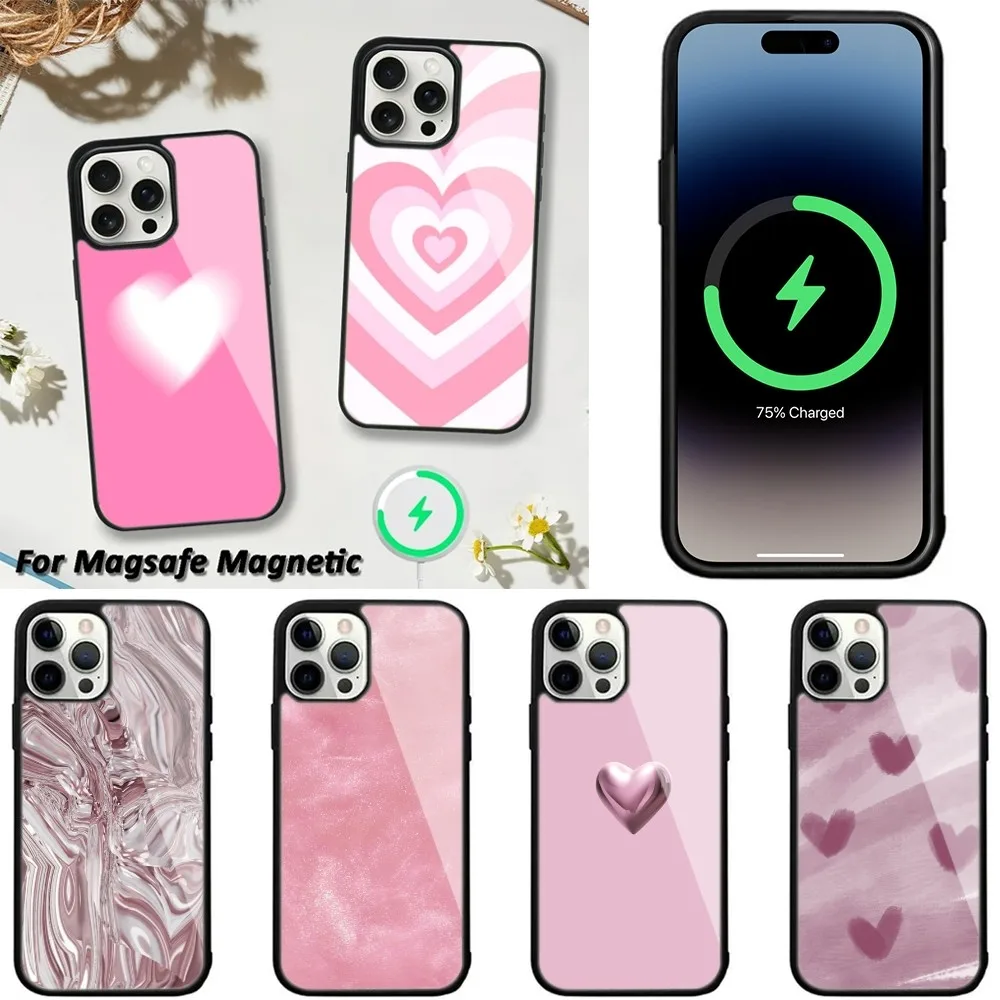

pink Phone Case For iPhone 15,14,13,12,11 Pro Max Plus Cases Wireless Charging