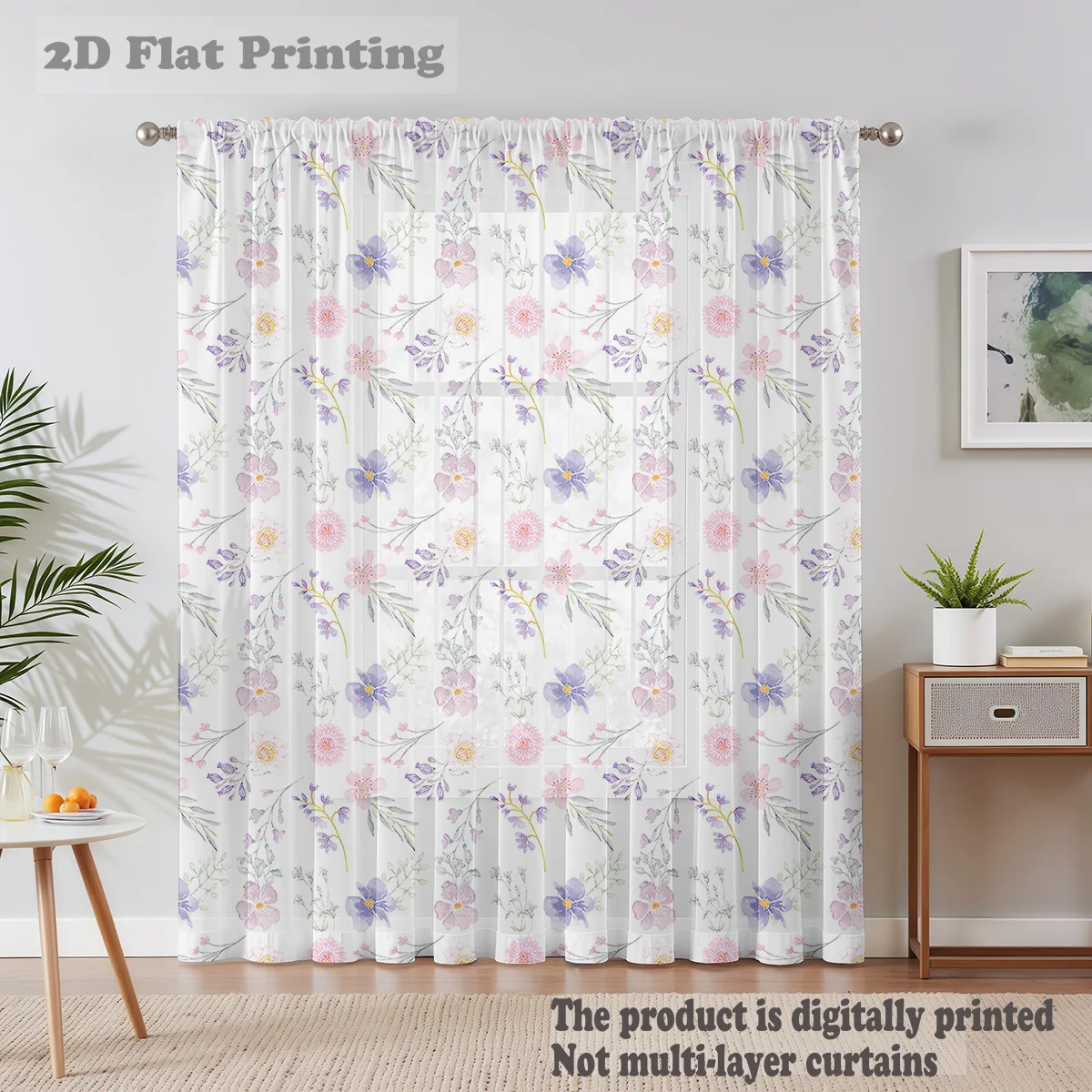 قطعة واحدة نافذة نمط الأزهار الستار شير الطازجة لينة ضوء البلد النمط الفرنسي الشمال يشعر قضيب جيب نافذة لوحة