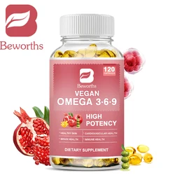 BEWORTHS Веганская капсула Omega 3 и 6 и 9, поддерживающая здоровье мозга и сердечно-сосудистой системы, повышает иммунитет, красота и уход за кожей