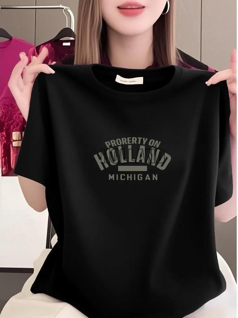 

Женская футболка свободного кроя с круглым вырезом и коротким рукавом, с принтом, в повседневном стиле, удобная, из полиэфирного волокна, легко носить