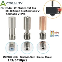 3D Printer Throat Ender-3 S1 Titanium Alloy Bi-Metal Heatbreak Sprite Extruder Copper Alloy Throat 1.75mm for Ender-3 S1 Pro