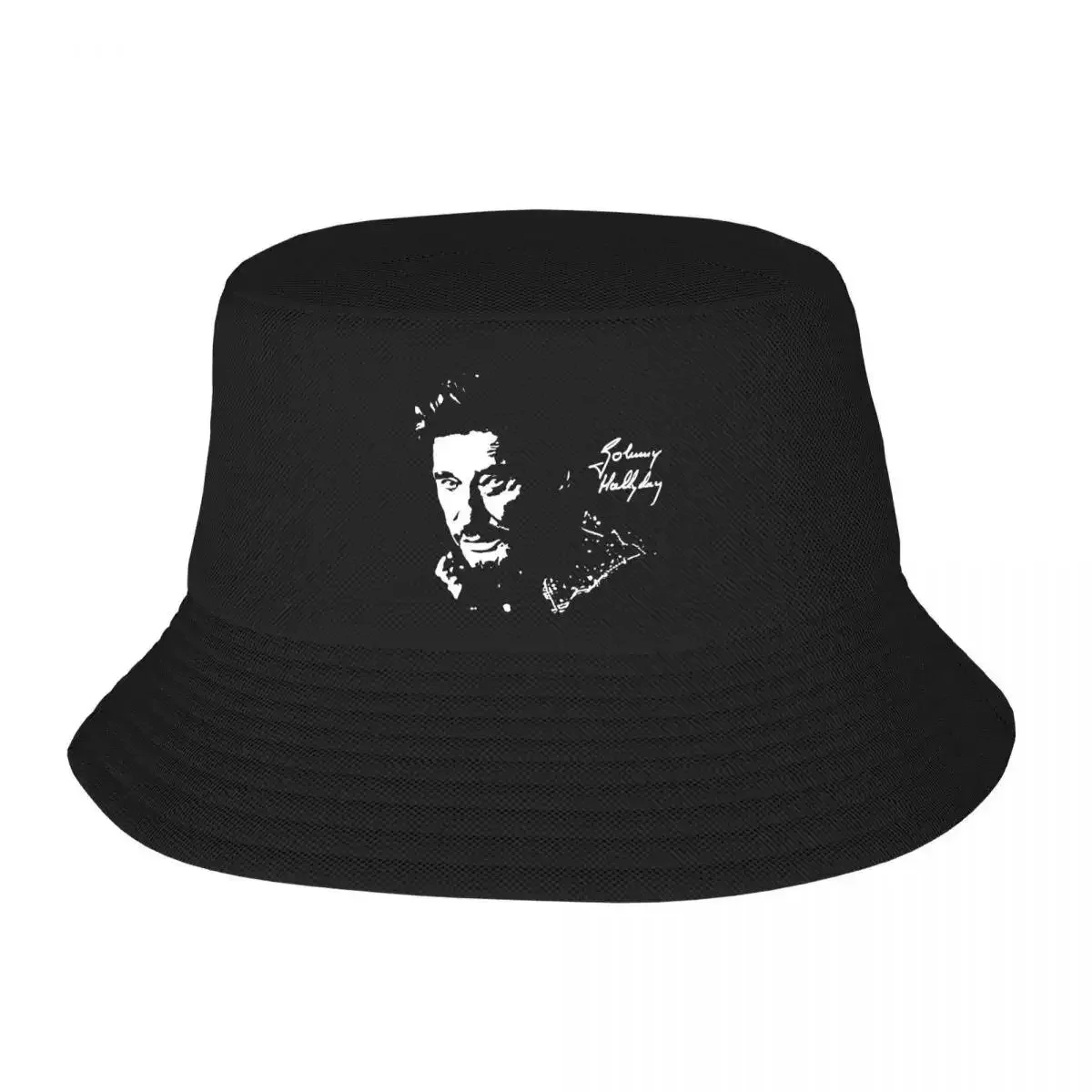 Casual Johnny Hallyday Vintage Signature Bucket Hat For Woman Rock And Roll Fisherman Cap Summer Beach Vacation Getaway Headwear