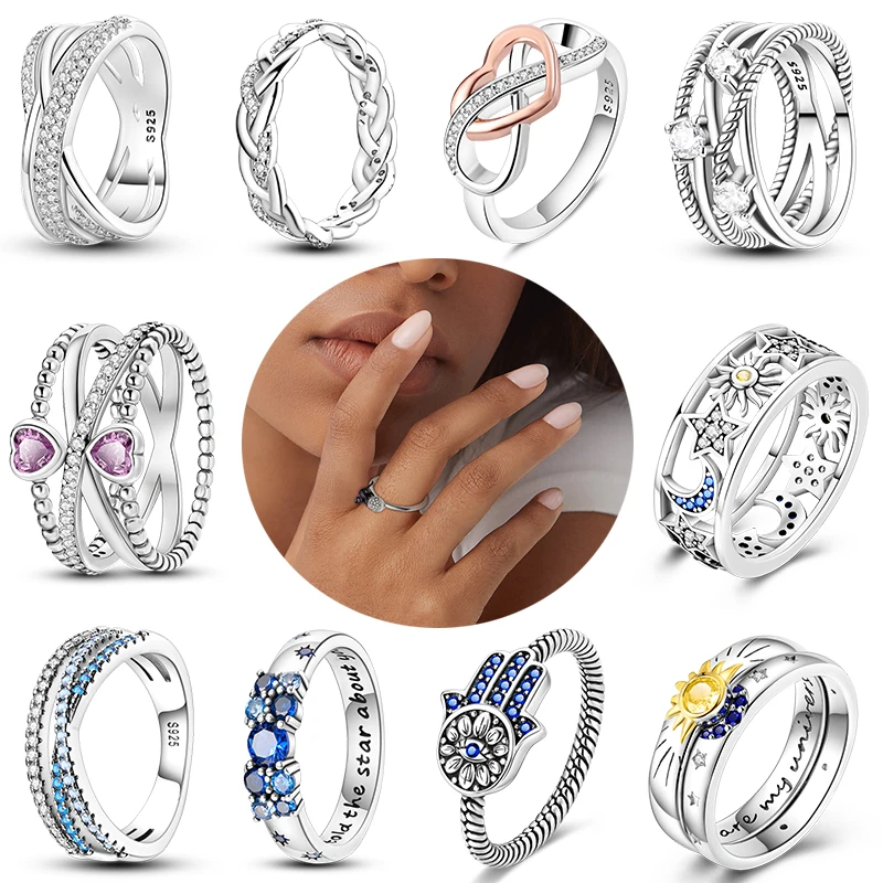 

925 Silver Ring Pink Zircon Shining Bow Simple Sparkling Original Rings Original 925 Finger Love Ring Women Fine Jewelry Gift