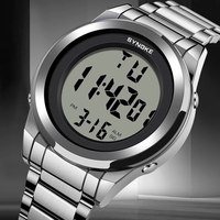 SYNOKE Top Brand Luxury Stainless Steel Alarm Hour For Mens Watches Fashion LED Men Digital Wristwatch Waterpoof