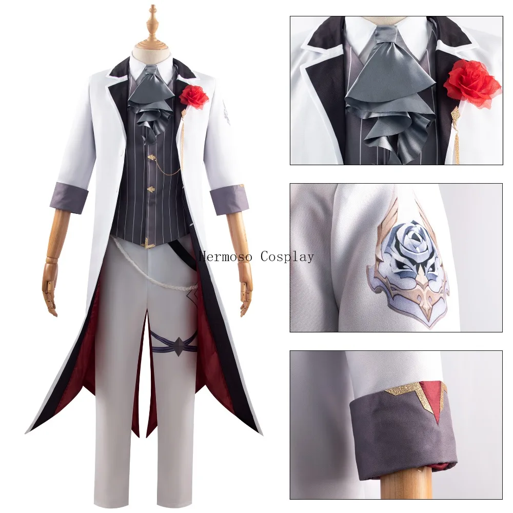 Honkai: Star Rail Argenti Cosplay Costume Wig Cos Game Anime Party Uniform Honkai Concert 2024 Drummer Uniform Tuxedo White Suit