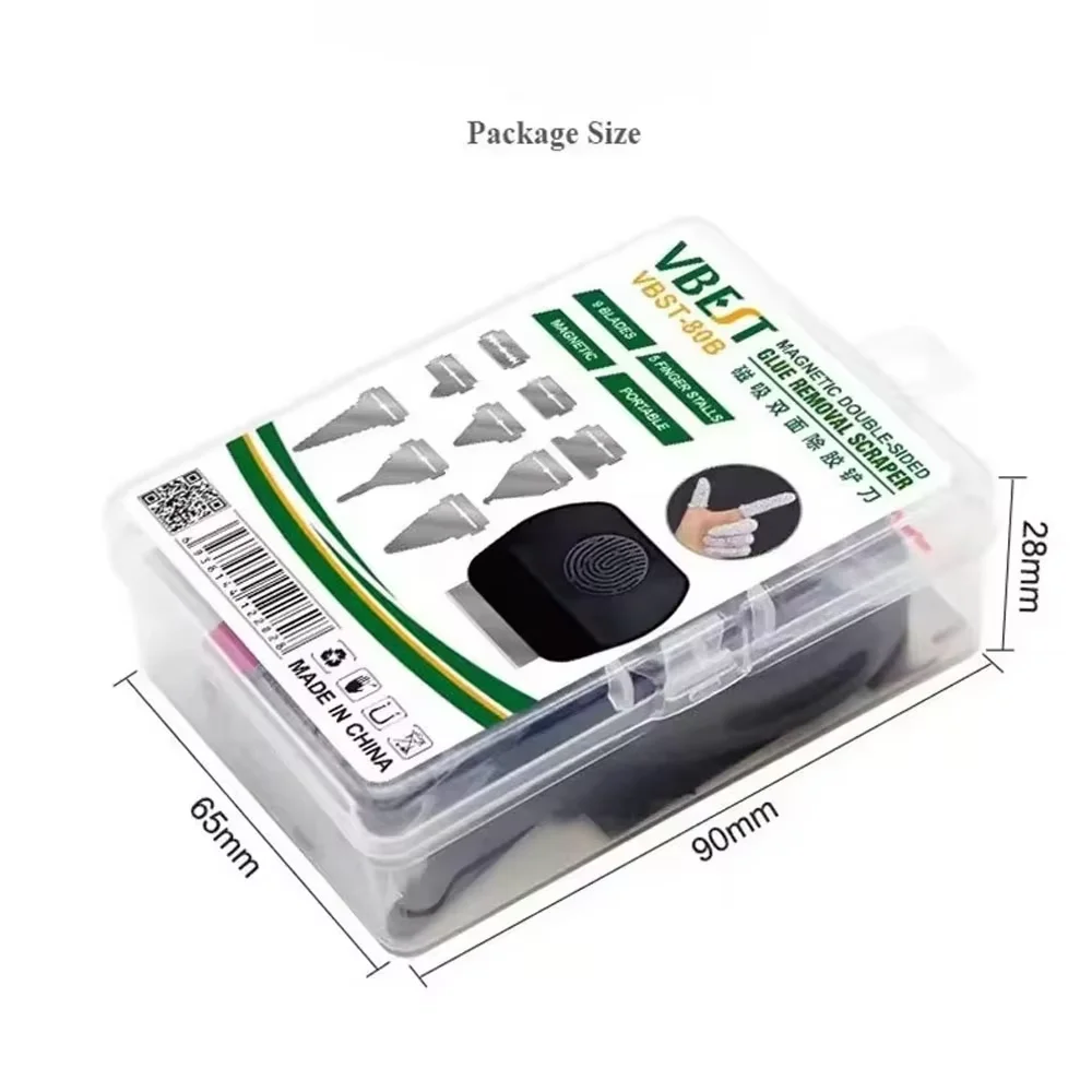 9 in 1 Phone Repair Kit Magnetic Scraper Handle Razor Blades Finger Cots  Double-Sided Adhesive Remover for IPhone/Samsung