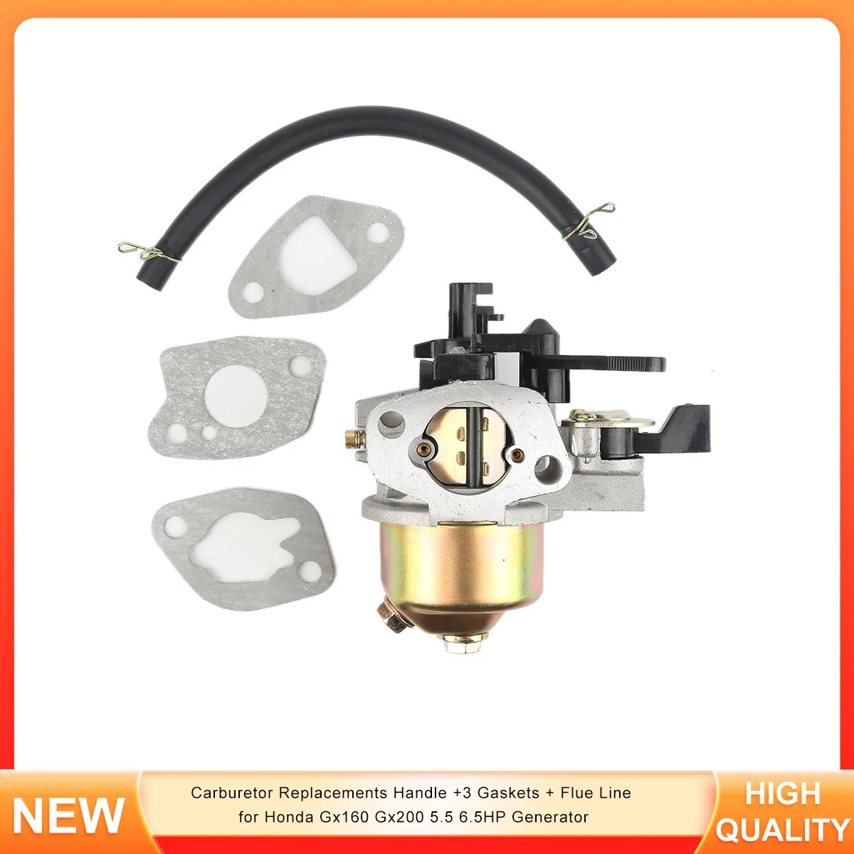 

Carburetor Replacements Handle +3 Gaskets + Flue Line for Honda Gx160 Gx200 5.5 6.5HP Generator