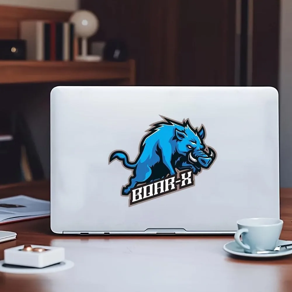1 قطعة ملصق الخنزير الأزرق الديناميكي "BOAR-K" ملصق زخرفي على طراز التميمة لملحقات الكمبيوتر المحمول للسيارة #3