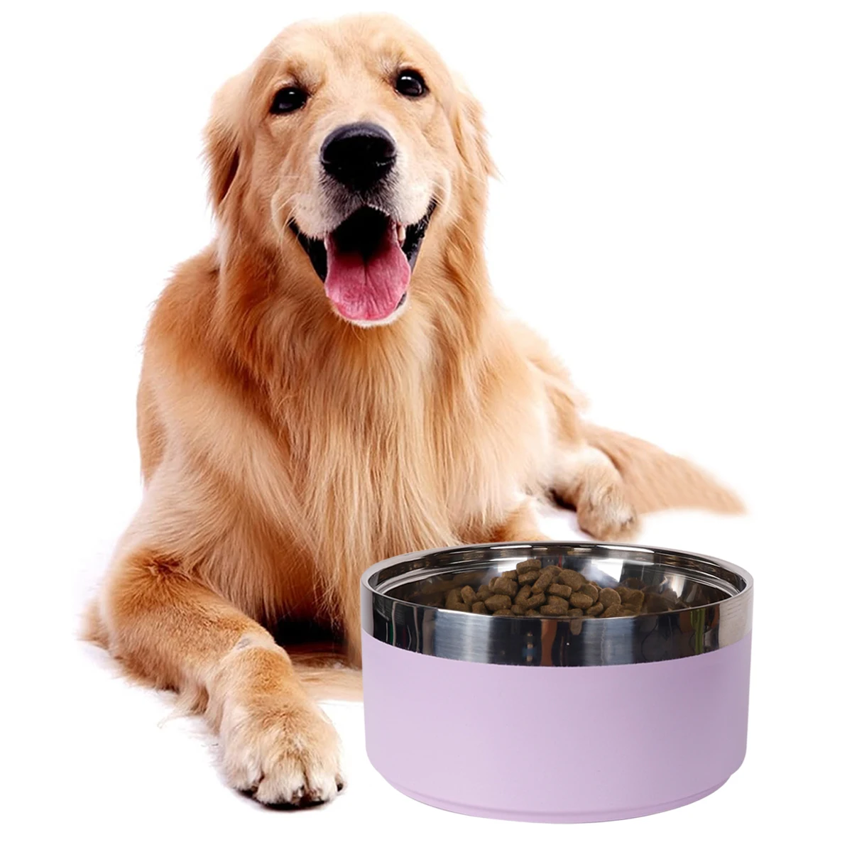 A circular stainless steel fashionable plain color anti slip pet cat bowl and dog bowl for indoor and outdoor use