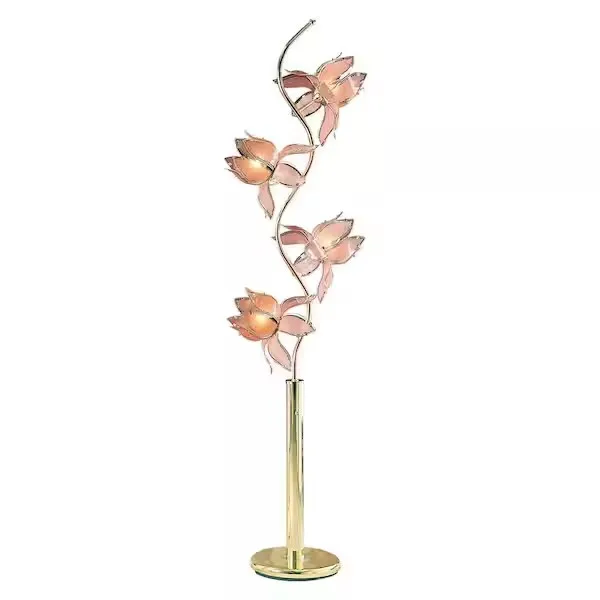 Iron Glass Flower Design for Living Bedroom Best-Selling Modern Lotus LED Floor Lamp
