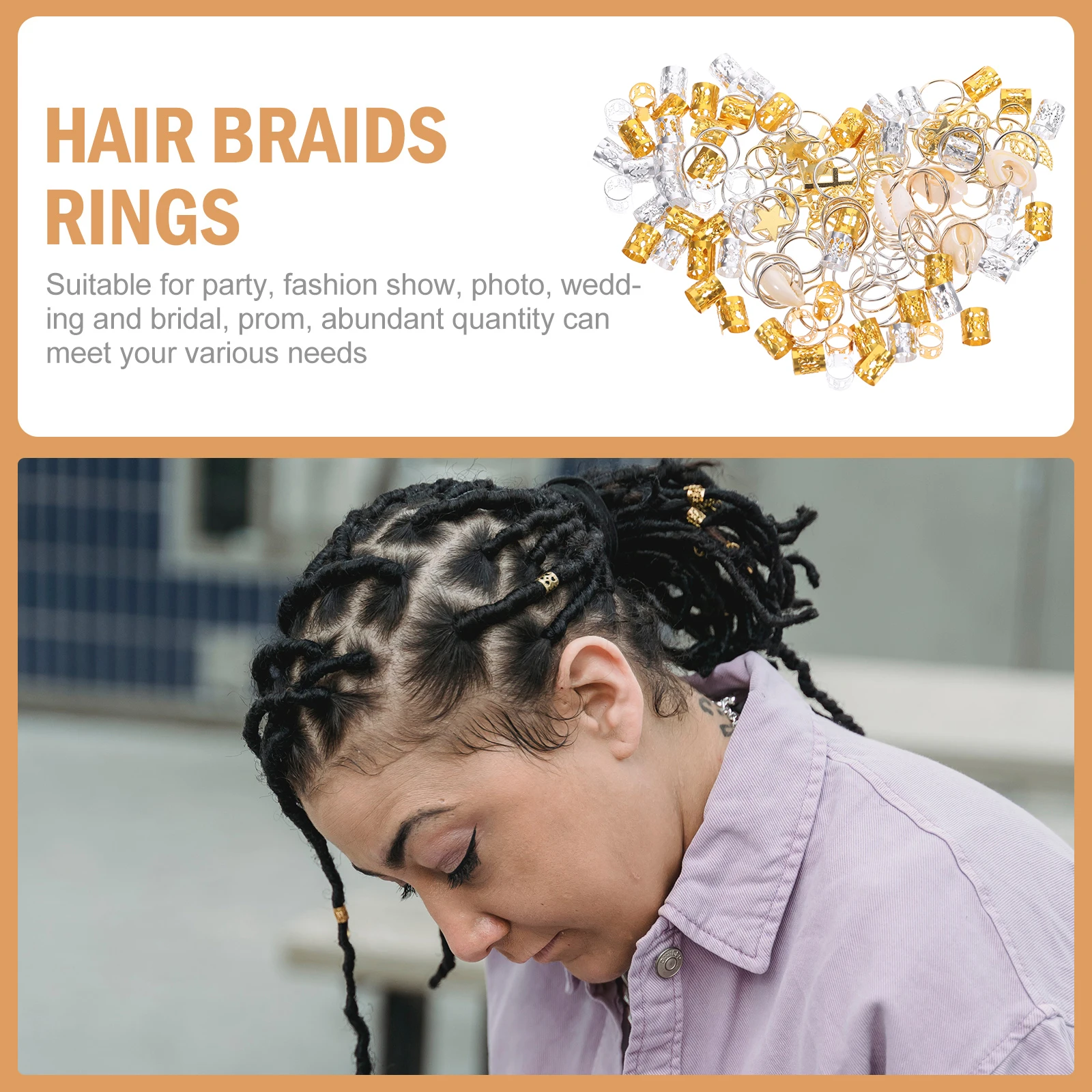 

140 шт., подвески для дредов, разные металлические бусины для косичек, регулируемые манжеты для волос, косы, ювелирные аксессуары, кольца для волос, плетение