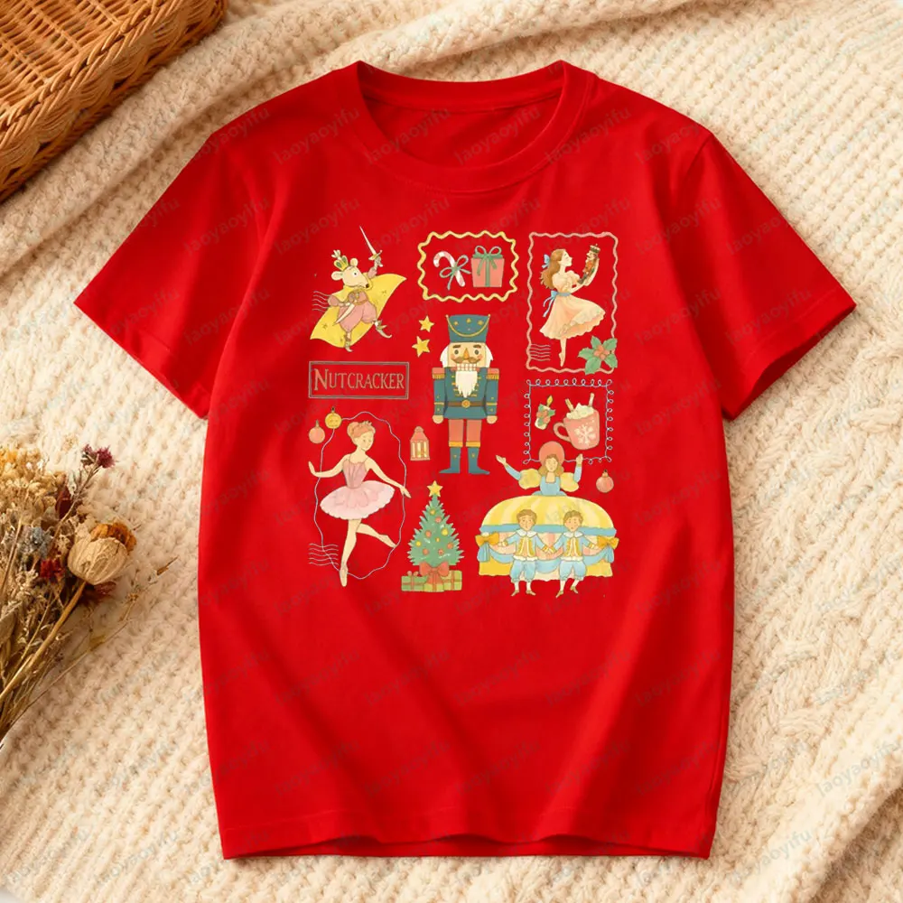 عيد الميلاد كسارة البندق لطيف عادية قميص كسارة البندق الباليه المحملة خمر السكر البرقوق الجنية تي شيرت احتفالي عطلة حفلة النساء بلايز #4