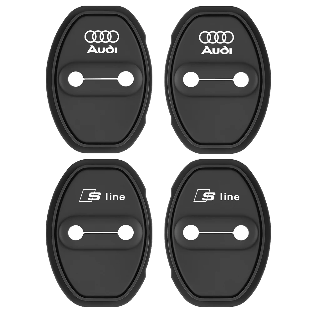 4PCS Fashion Silicone Car Covers Door Lock Protecting Cover Stickers For AUDI SLINE A4 B8 A3 8P A6 C7 8V B6 B7 B9 Q5 A1 A5 C6 Q