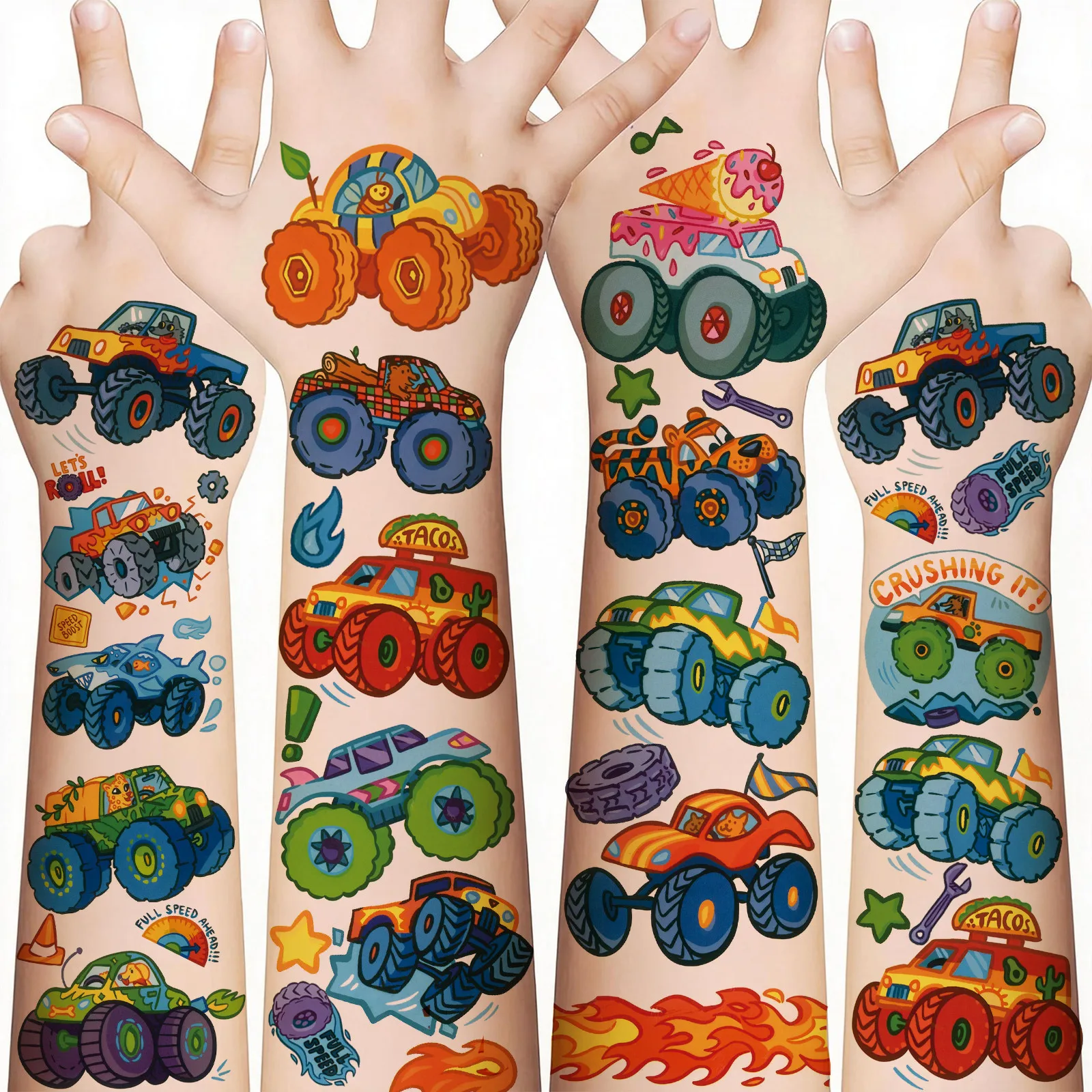 3 Sheets Racing Car Tattoo Patch Tattoo Sticker Waterproof Long Lasting Arm Party Temporary Tattoo