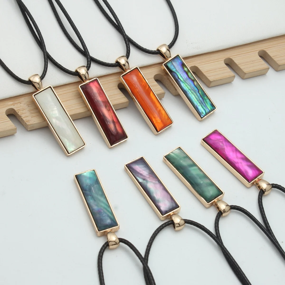 

10x38x4.3mm rectangular natural popular black shell, white shell, abalone shell, pearl stone DIY necklace jewelry making