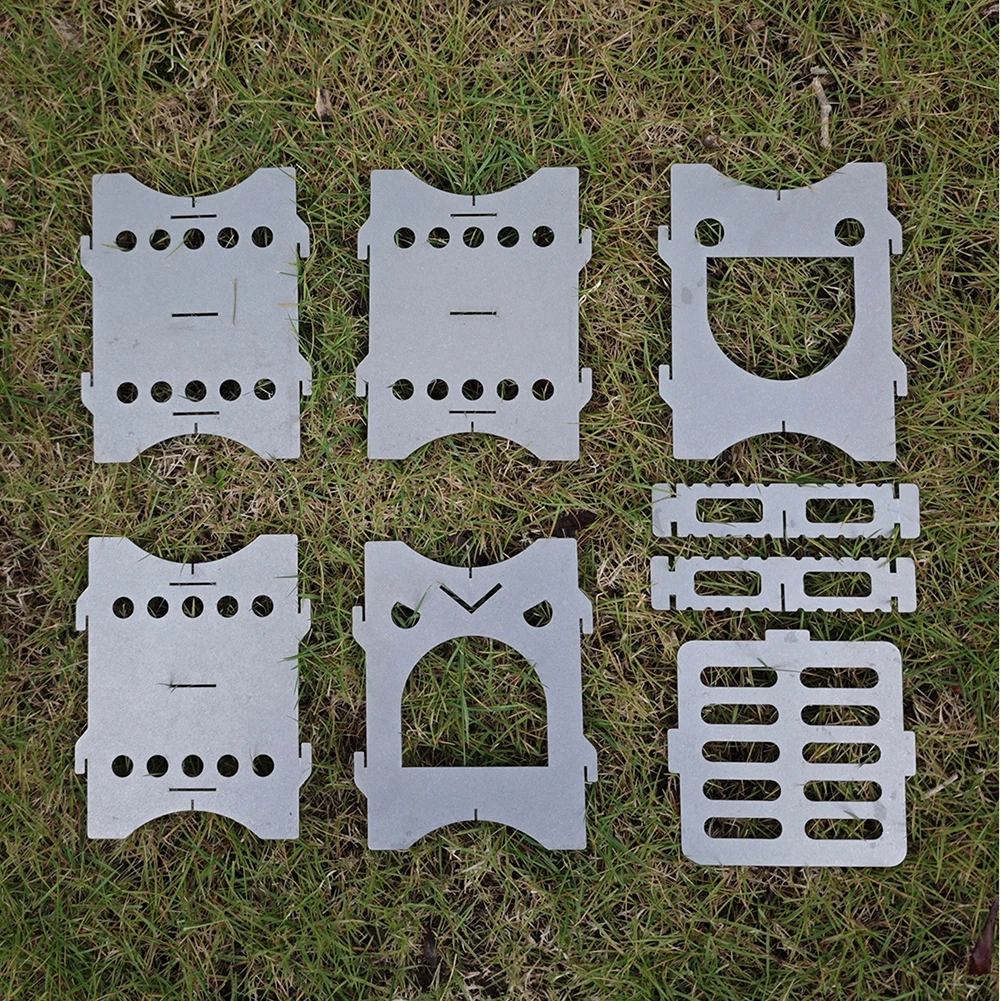 Poêle à bois détachable en titane, support de poêle à charbon d'alcool pour Camping en plein air barbecue brassage de thé avec pochette de rangement