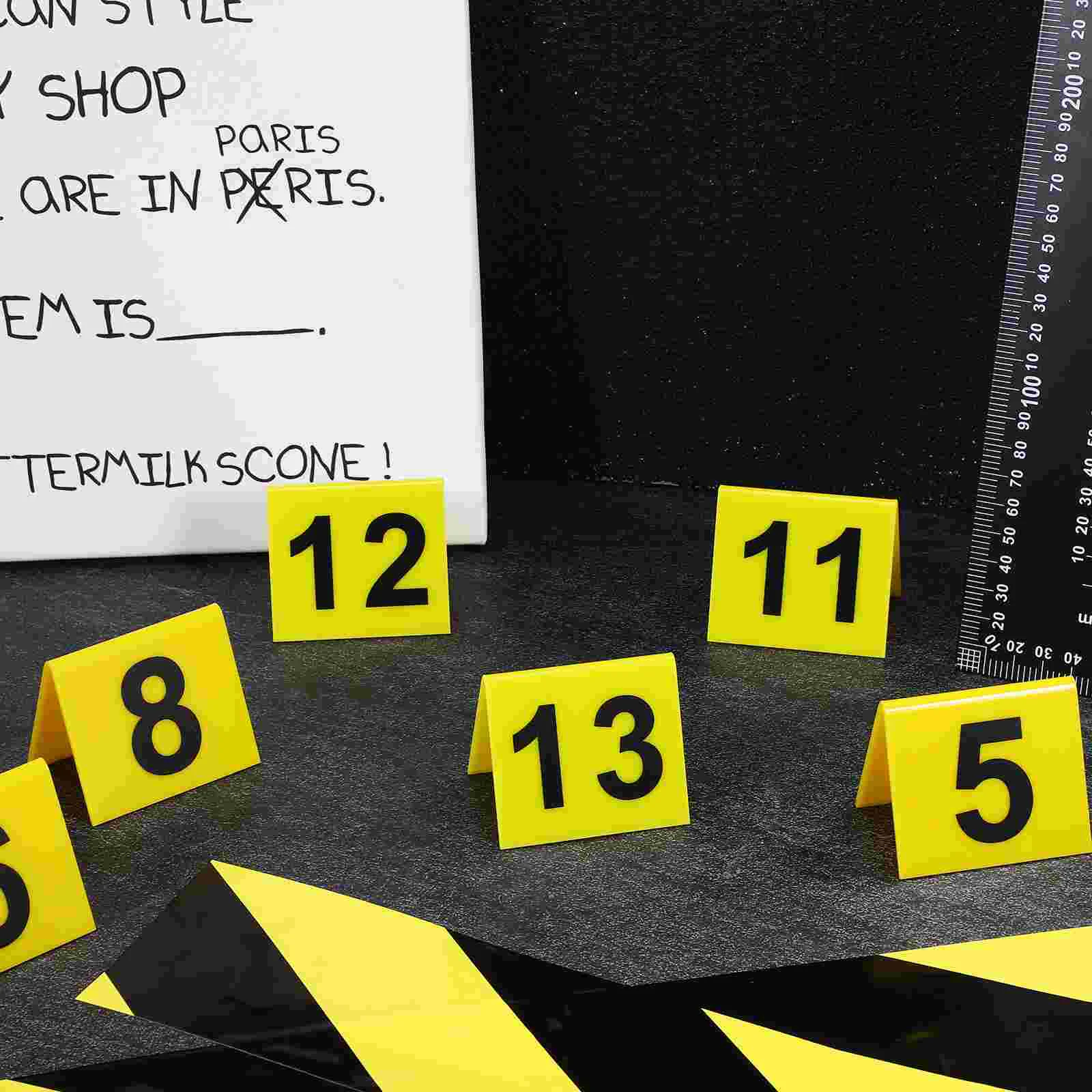 15 Pcs Number Plate Sign Double Sided Evidence Marker Game Supplies Crime Scene Markers Plastic Accessory Banquet Table