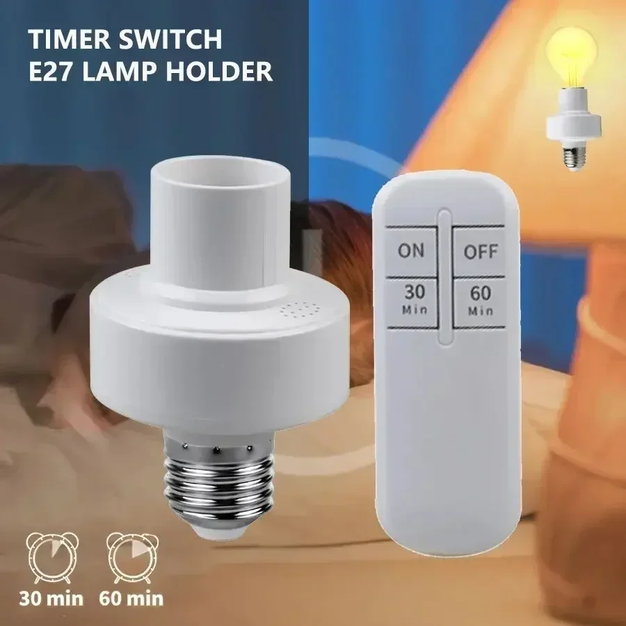 E27 Smart Light Bulb Socket RF 433MHz Wireless Remote Control Switch LED Lamp Bases Room Chandelier Timer Switch Battery Powered
