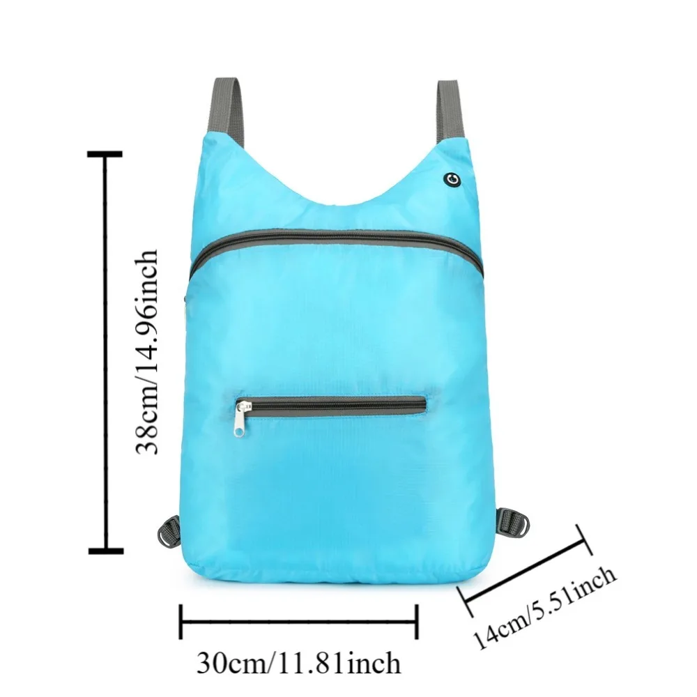 Mochila ultraligera plegable de gran capacidad para hombre, bolso de hombro ligero con cremallera de poliéster para deportes al aire libre