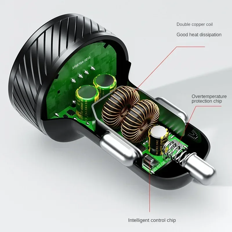 5pcs12 24V Caricabatteria per auto doppio USB QC 3.0 Impermeabile 18W Ricarica rapida Marquee Light LED Voltmetro ON OFF Interruttore Caricabatteria per auto