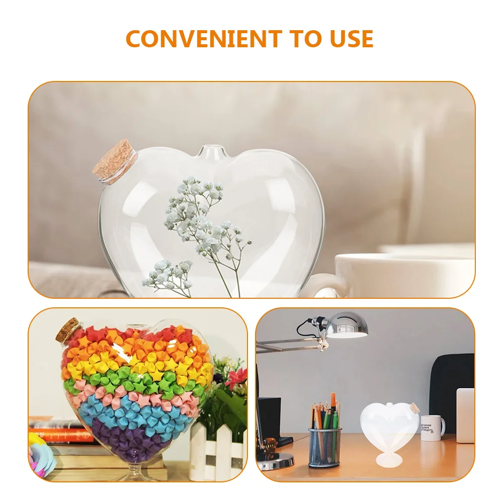 

Wishing Bottle Pendant Decorative Little Bottles Heart-shaped Container Origami Jars Bottled Landscape Cork