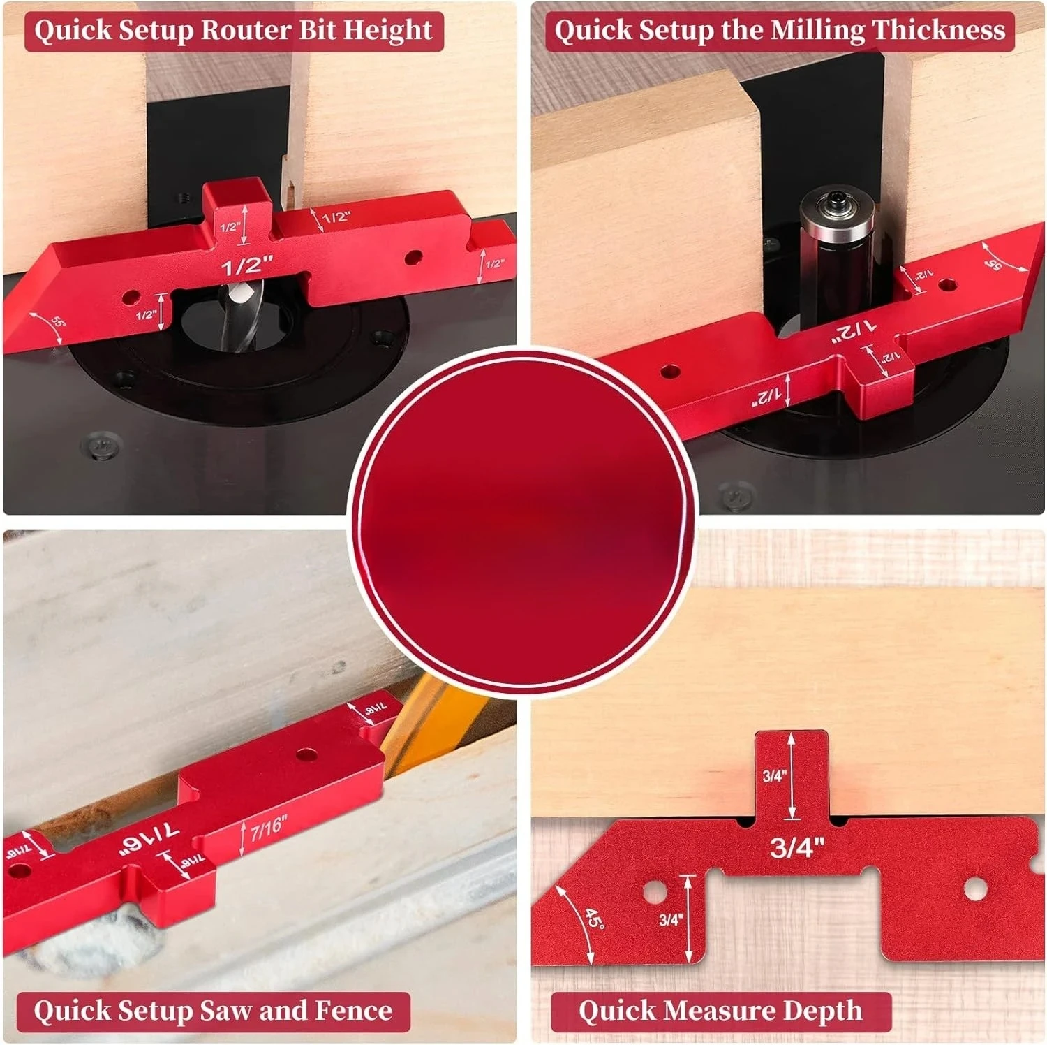 New woodworking measuring block, adjustable height ruler table sawing measuring pad
