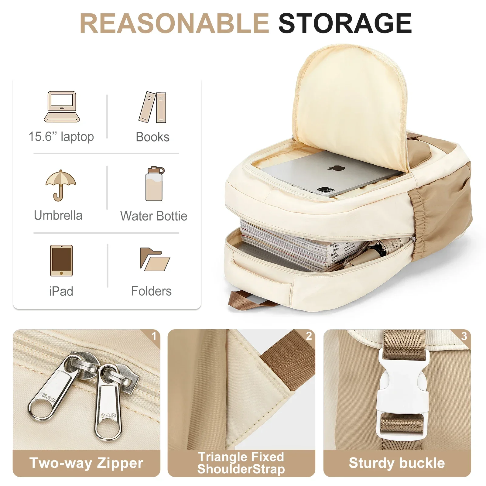 حقائب ظهر للطلاب ذات سعة عالية للنساء في الكلية حقيبة ظهر عصرية للكمبيوتر المحمول حقيبة مدرسية للبنات حقيبة كتب للسفر حقائب جمالية #3