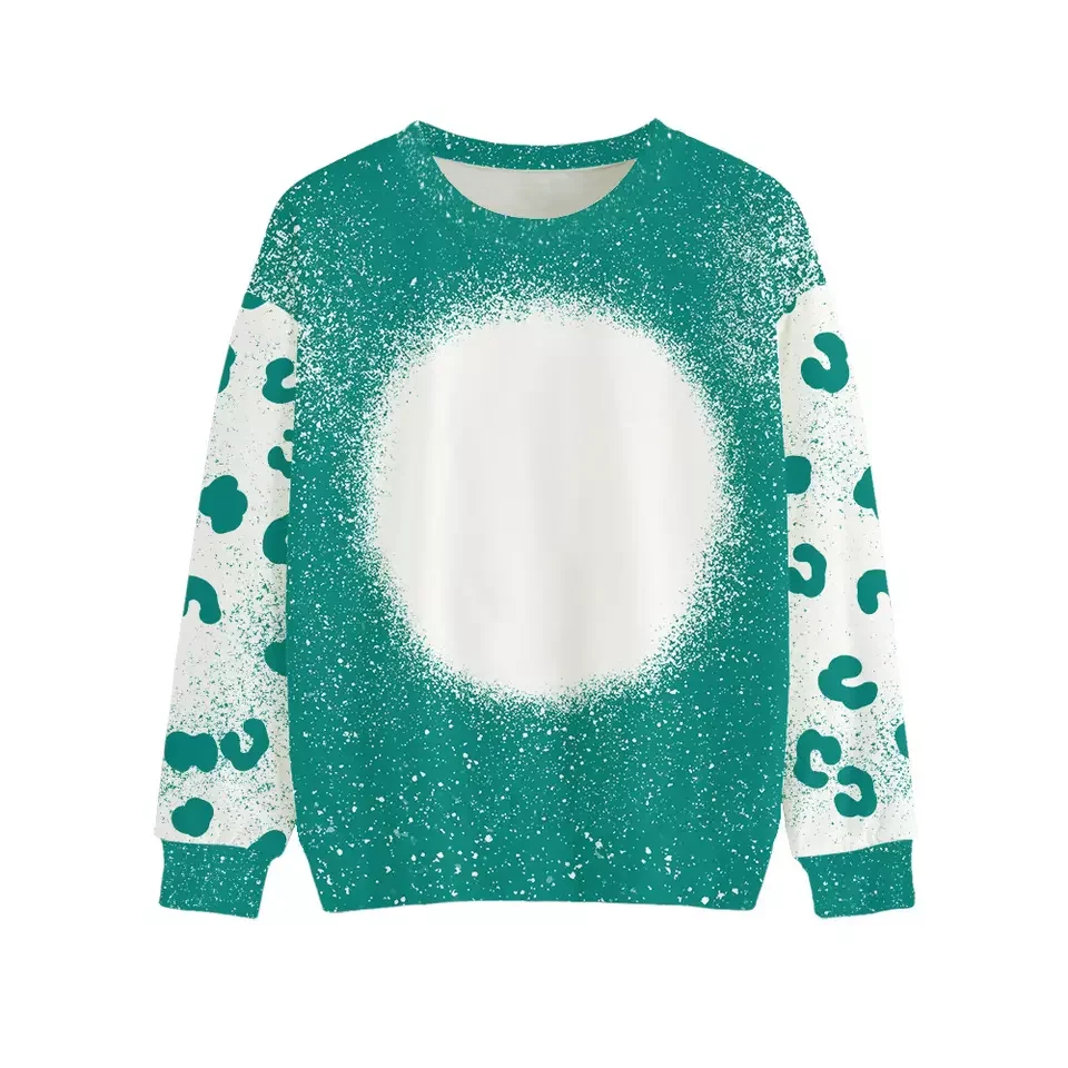 Zachte sublimatie blanco polyester T-shirts met lange mouwen Trui Dames Paarkleding Ronde hals voor aangepast ontwerp Kerstcadeau