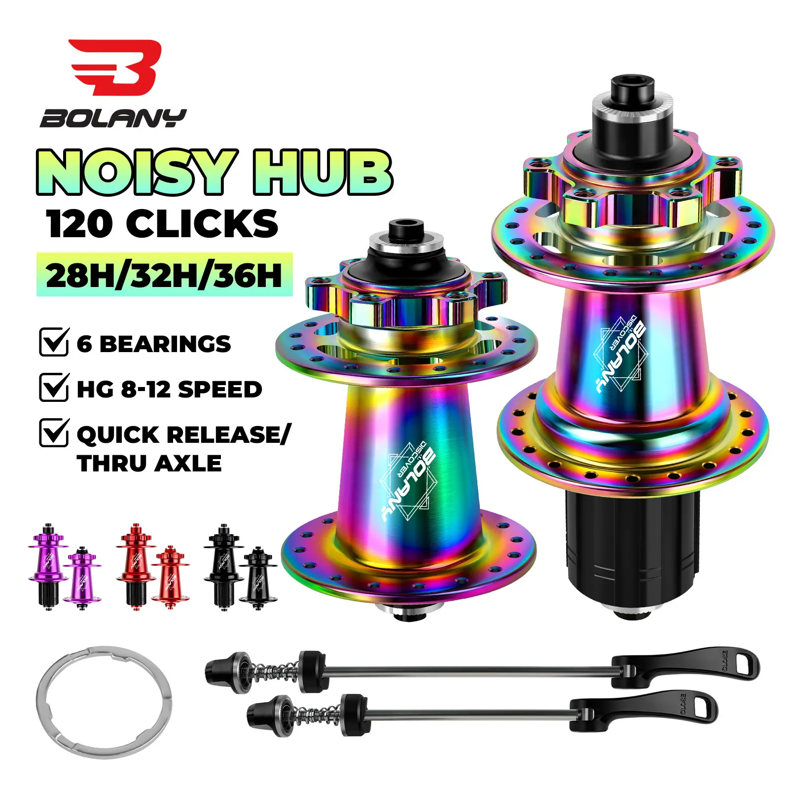 BOLANY Bicycle Hub Aluminum Alloy QR(Includes Quick-Release Skewer）/TA Spoke Hole Count 28H/32H/36H Bike Parts HG 8–12 Speed