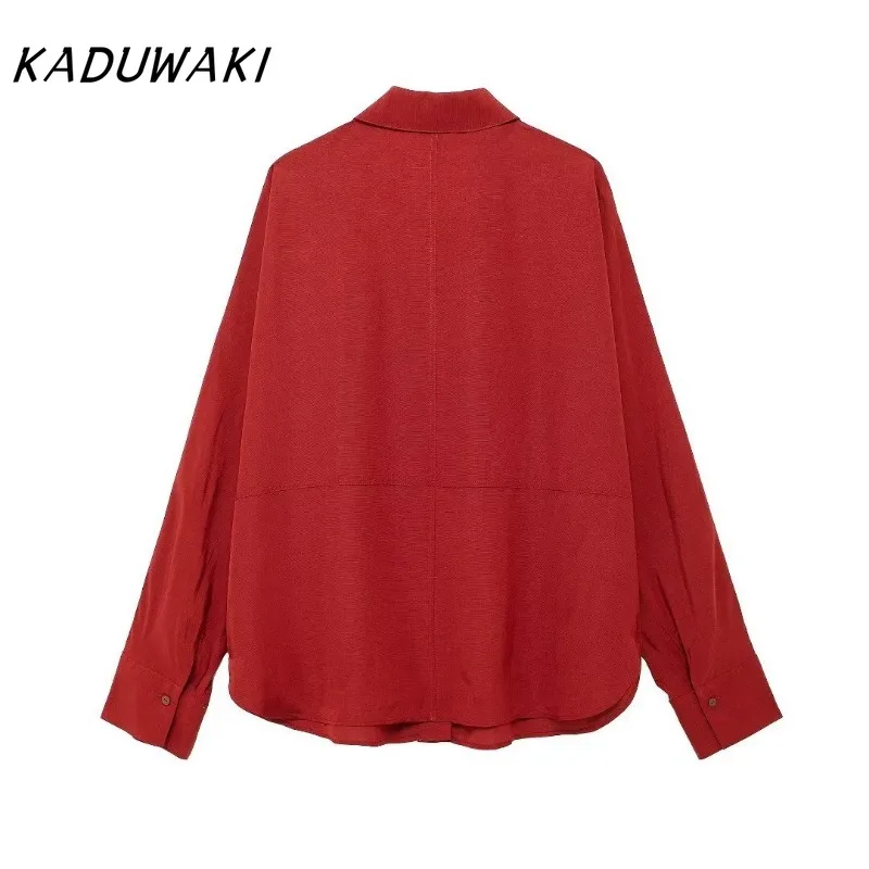 KADUWAKI French Retro Lapel Long-sleeved Solid Color Shirt Fashion Casual High-waisted Slim Wide-legged Pants Fall Suit 트위드 투피스