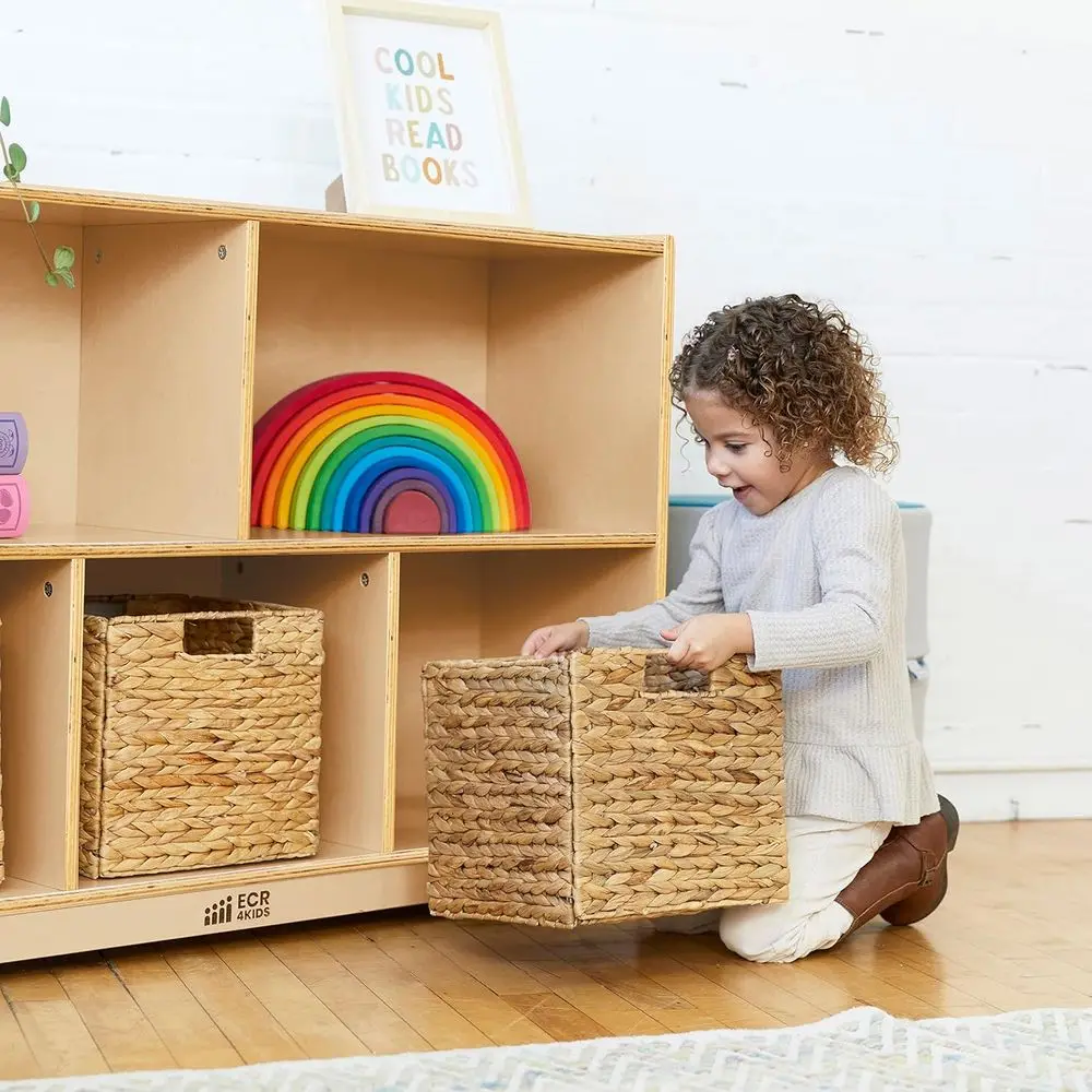 Preschool Classroom Furniture: Natural 5-Compartment Mobile Storage Cabinet