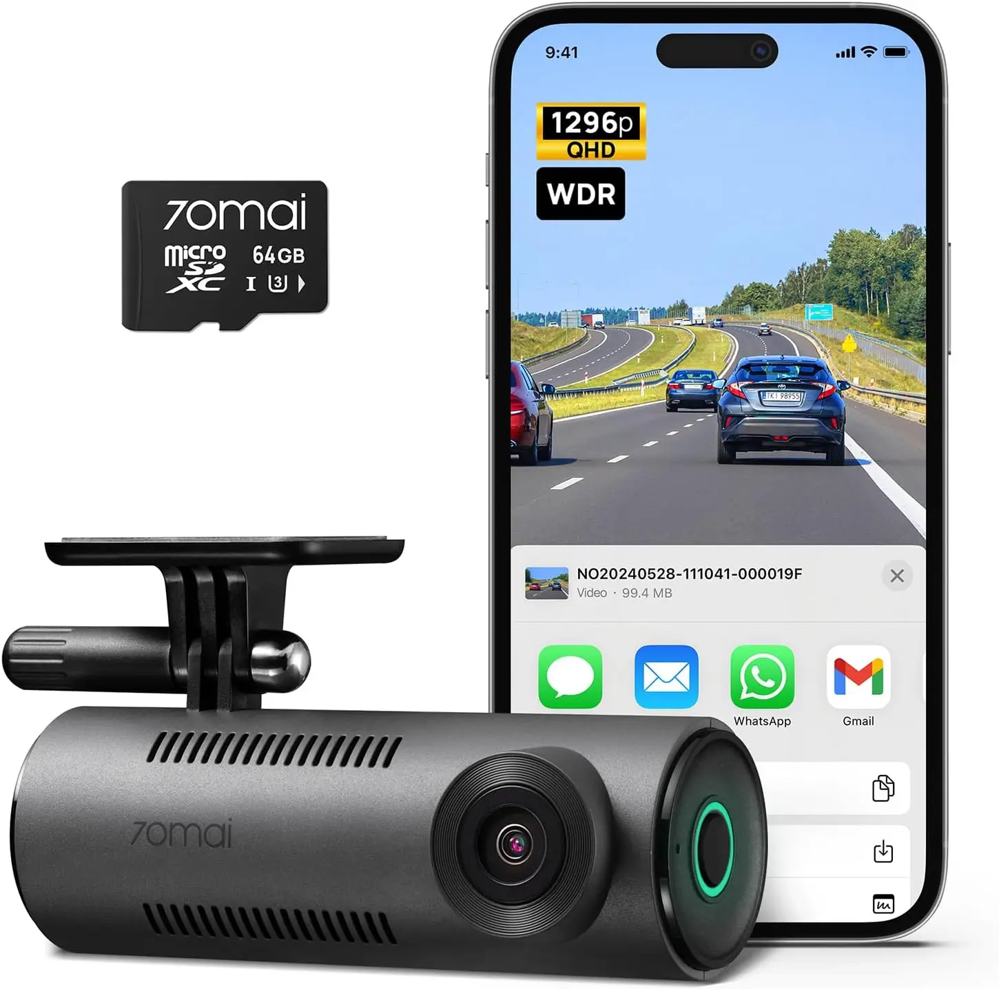 

Dash Cam M310 1296P QHD Front Car Camera with G-Sensor, Night Vision, WiFi, Voice Control, Loop Recording