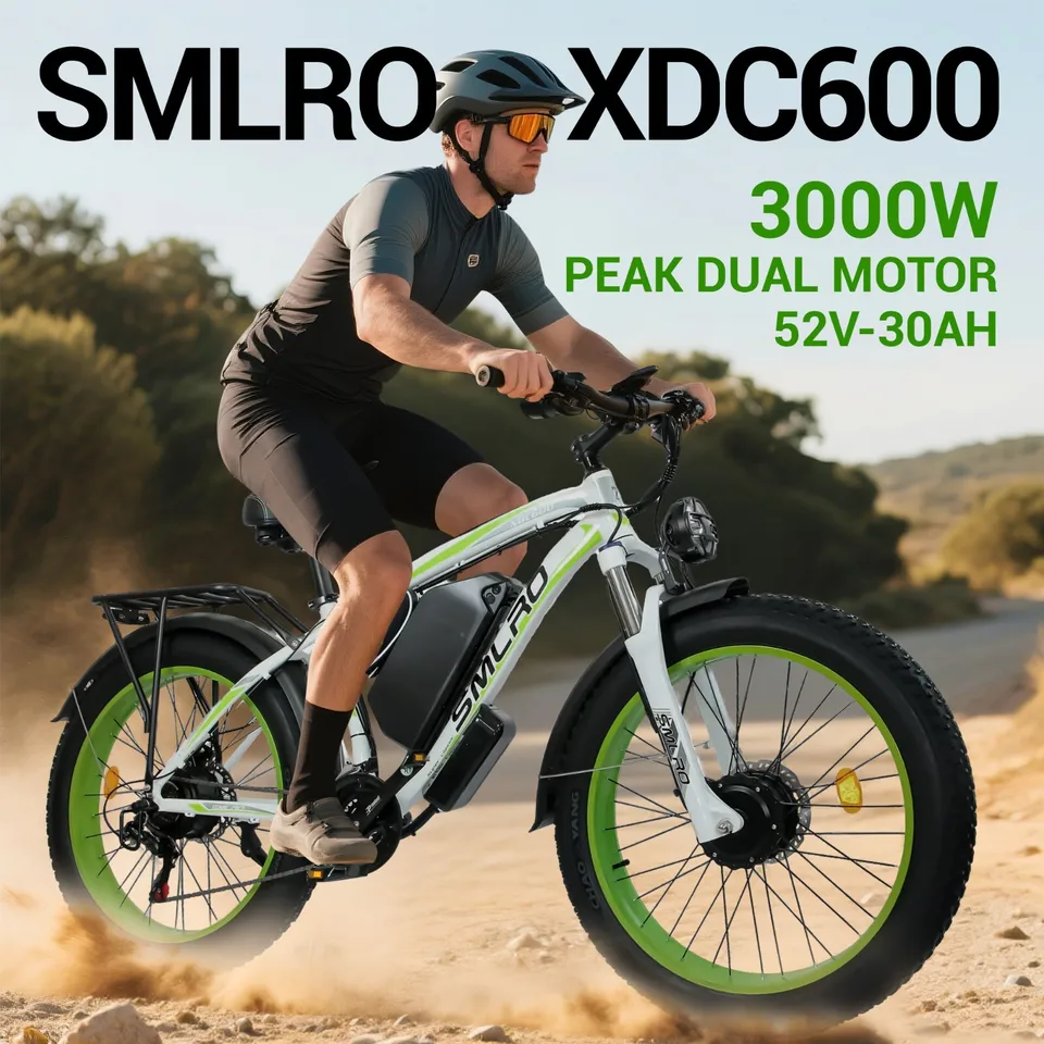 26" Electric Bike 3000W Peak E-Bike 52V 30AH Bicycle 55KM/h FatTyre Dual Motor image 6