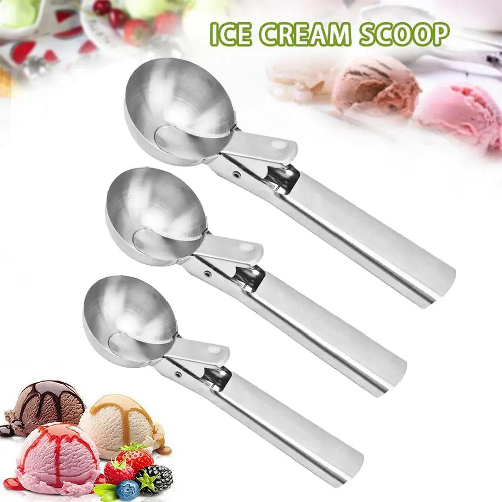 Stainless Steel Dual-purpose Ice Cream Scoop Ice Cream Scooper Multifunctional Fruit Scoop For Kitchen Supplies