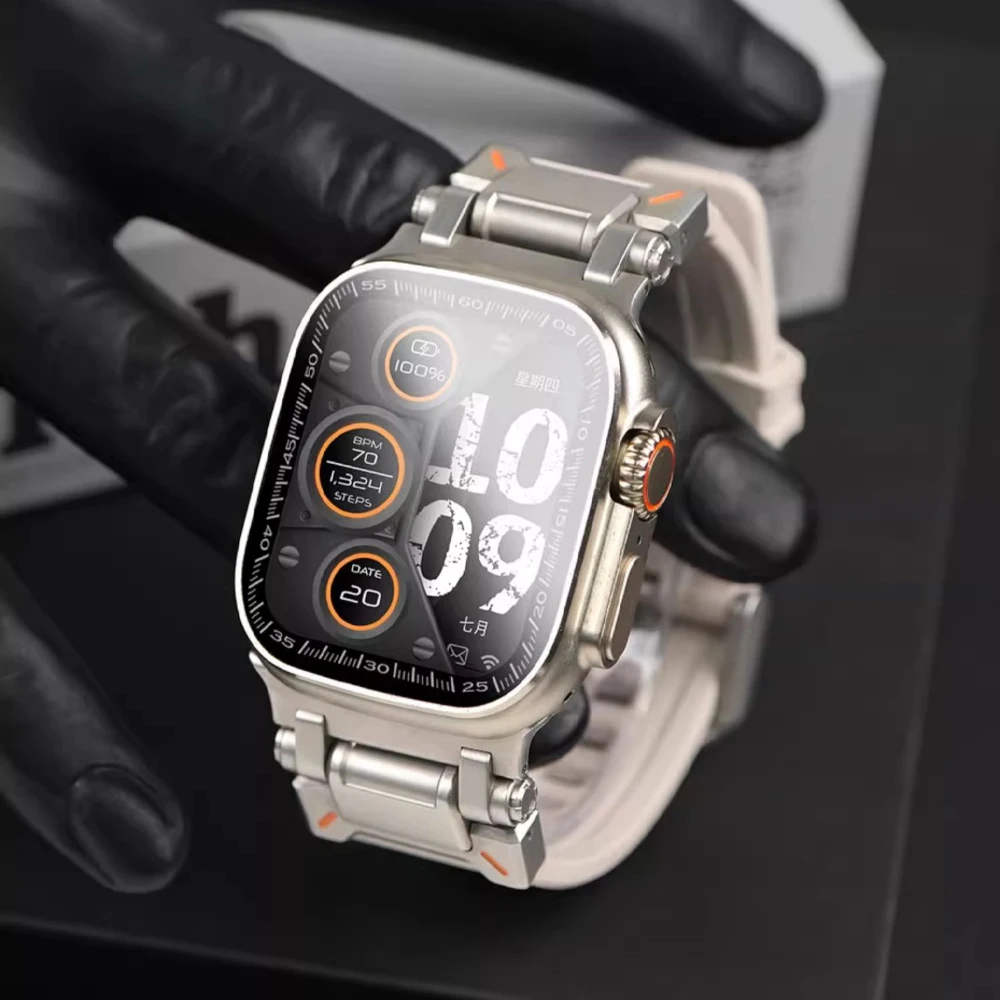 

Rubber Strap for Apple Watch 10 46mm Ultra 1 2 49mm Men Sports Band for IWatch Series 9 8 7 6 5 4 Se 45mm 44mm Correa Bracelet