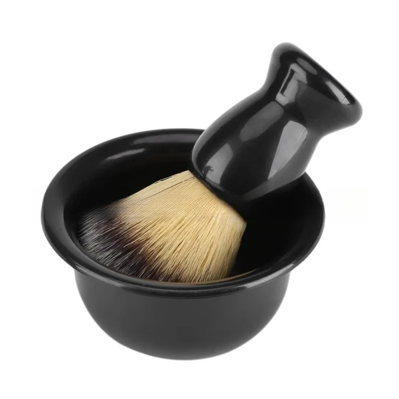 Beard  Set Three Piece Shaving  Soap Bowl Shelf Acrylic Frame Bubble Brush Foam Brush Portable Shaving view 2