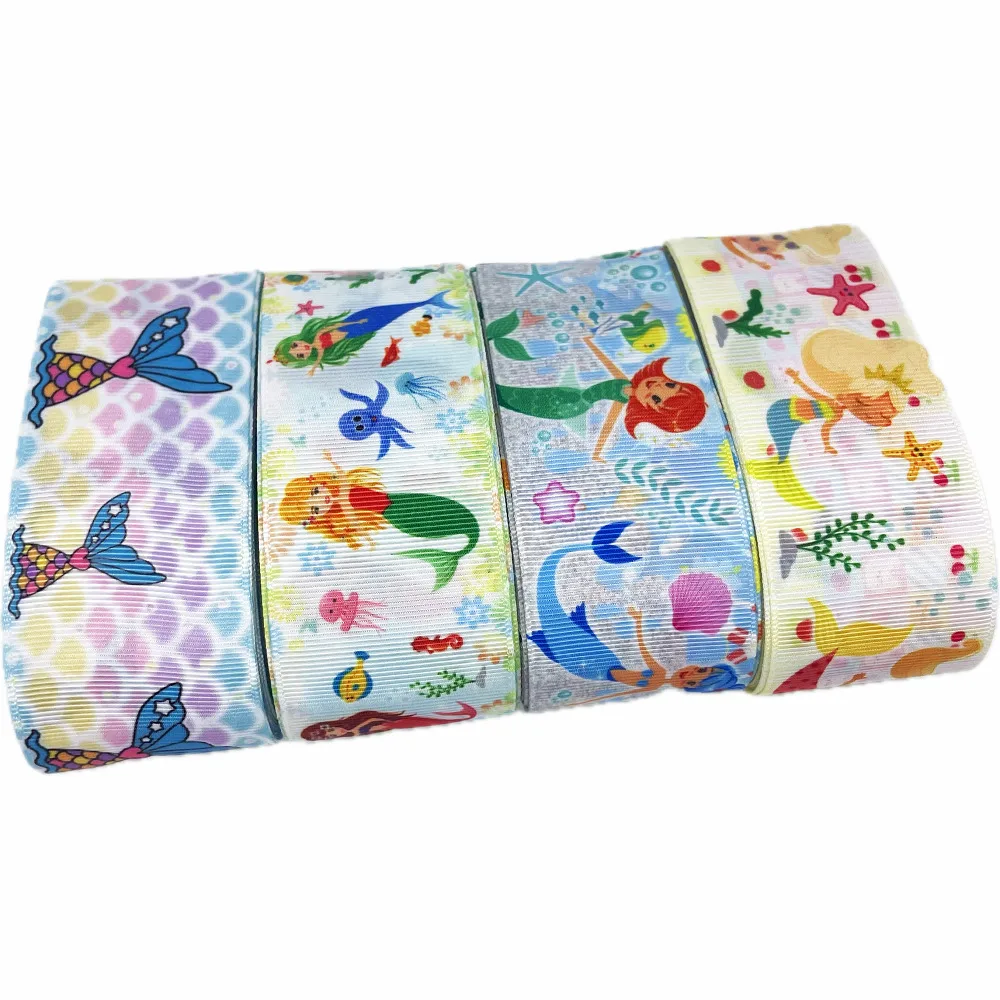 5 metri cartone animato stampato nastro in Grosgrain stampa sirena per bambino artigianato fai da te regali avvolgimento natale compleanno ragazze