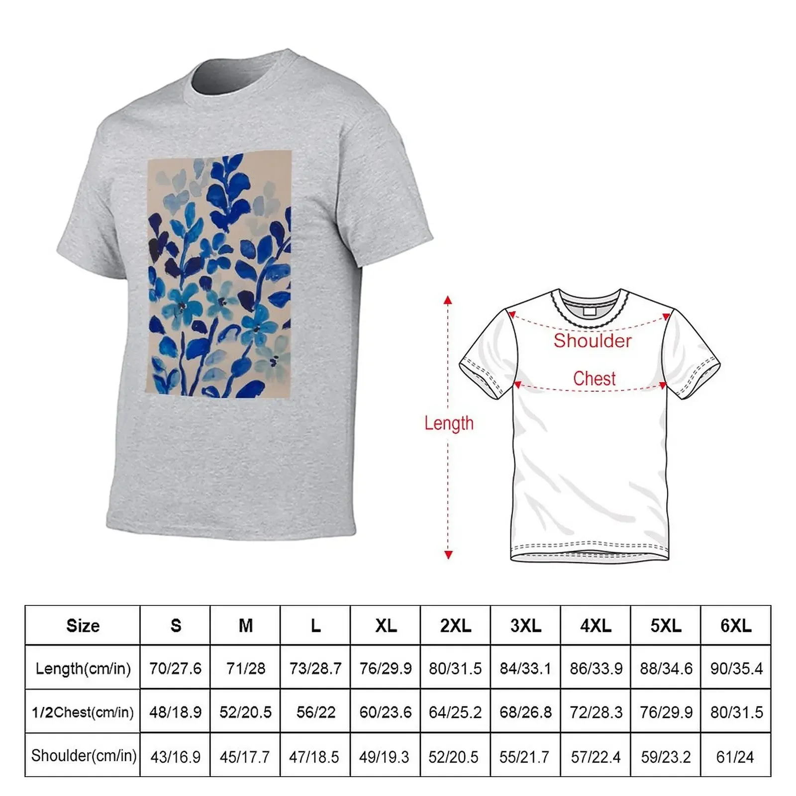 Blue flowers T-Shirt cute tops tees summer clothes men t shirt